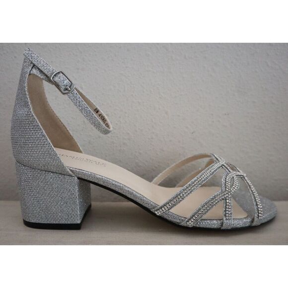 Benjamin Walk x Touch Ups Women's Sz 8W Silver Metallic Zoey Heeled Sandals - Picture 4 of 10